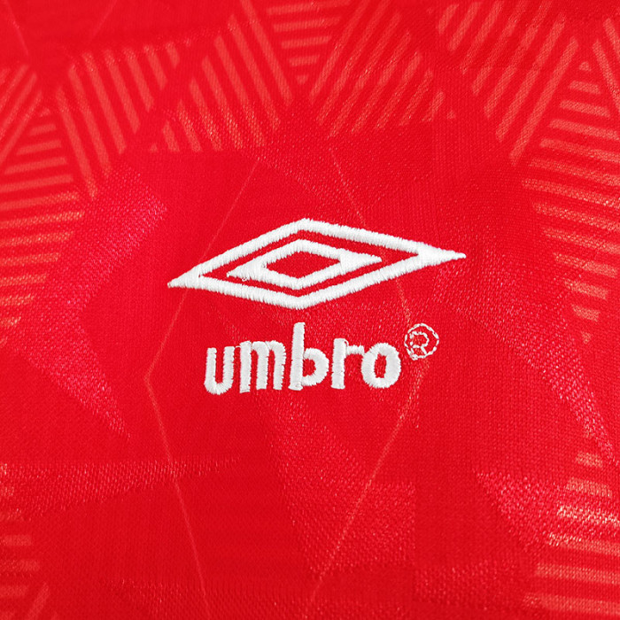1990 England Away Red Retro Soccer Jersey