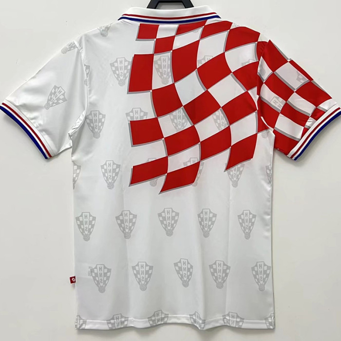 1998 Croatia Home Red And White Retro Soccer Jersey