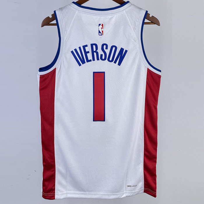 22-23 Pistons IVERSON #1 White Top Quality Hot Pressing NBA Jersey