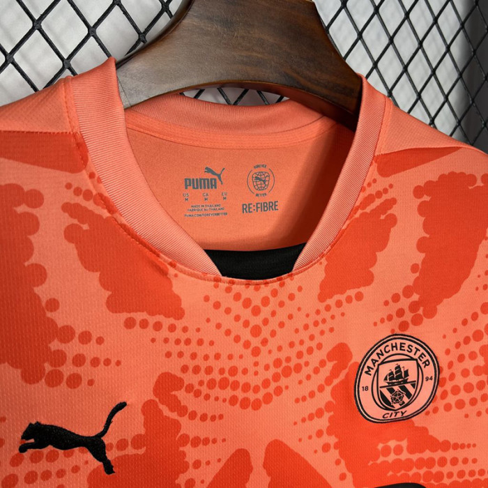 24-25 Man City Red Orange Goalkeeper Fans Soccer Jersey