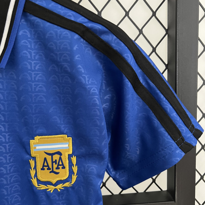 1994 Argentina Away Kids Retro Soccer Jersey