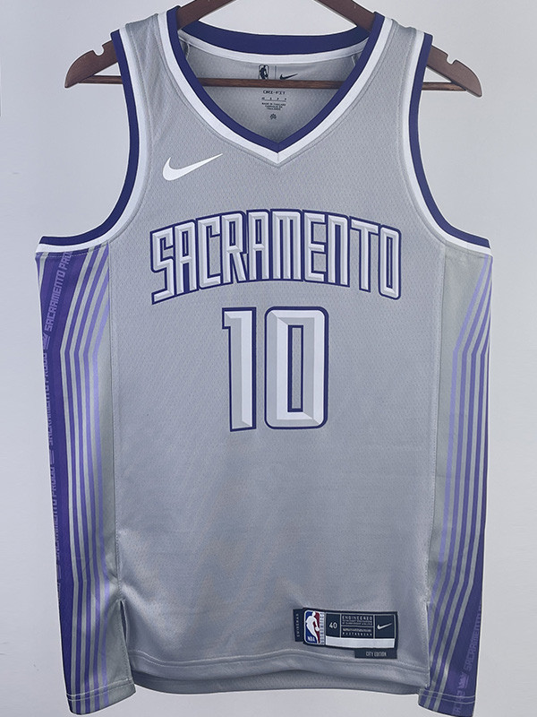 22-23 Kings SABONIS #10 Grey City Edition Top Quality Hot Pressing NBA Jersey