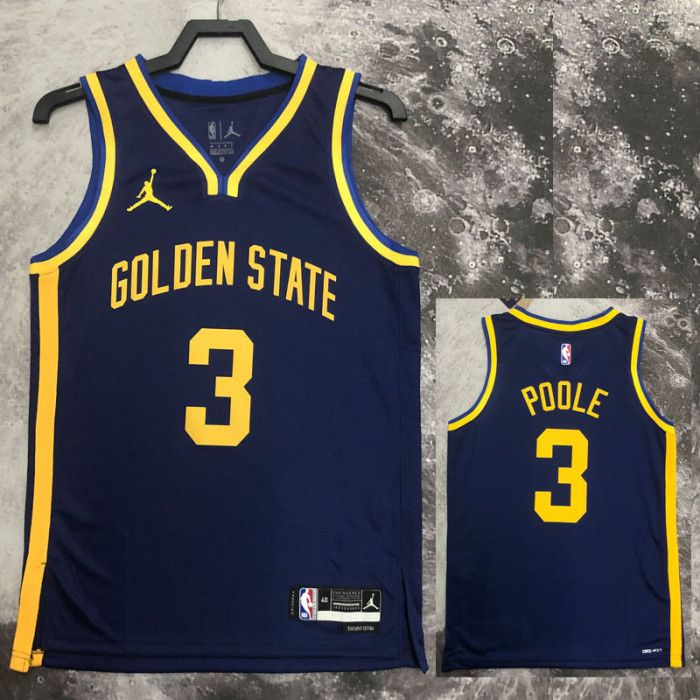 22-23 WARRIORS POOLE #3 Dark blue Top Quality Hot Pressing NBA Jersey (Trapeze Edition)