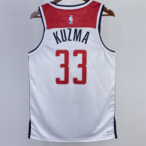 22-23 Wizards KUZMA #33 White Top Quality Hot Pressing NBA Jersey