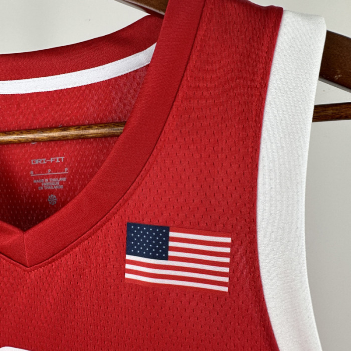 2024 Olympic Game USA CURRY # 4 Red Basketball Jersey