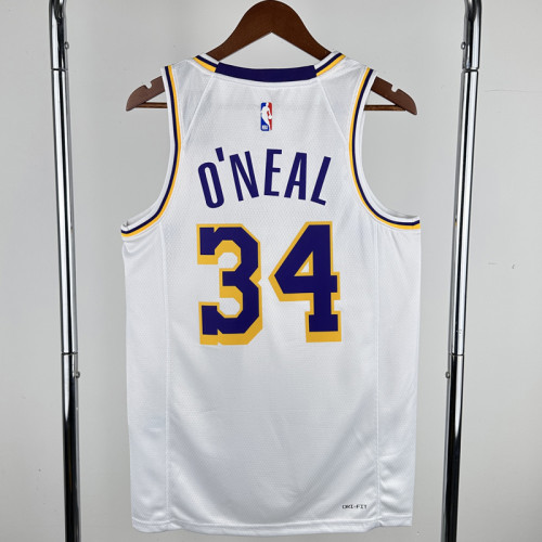 22-23 LAKERS O'NEAL #34 White Top Quality Hot Pressing NBA Jersey(圆领)