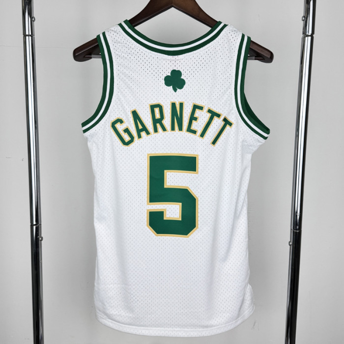 2008 CELTICS GARNETT #5 White Retro Top Quality Hot Pressing NBA Jersey