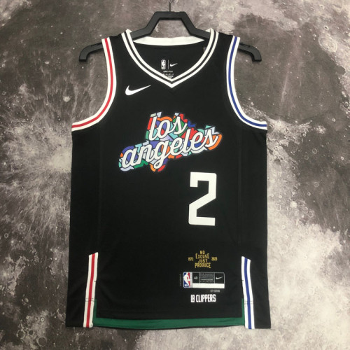 22-23 Clippers LEONARD #2 Black City Edition Top Quality Hot Pressing NBA Jersey