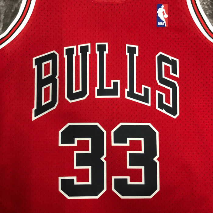 1998 BULLS PIPPEN #33 Red Retro Top Quality Hot Pressing NBA Jersey