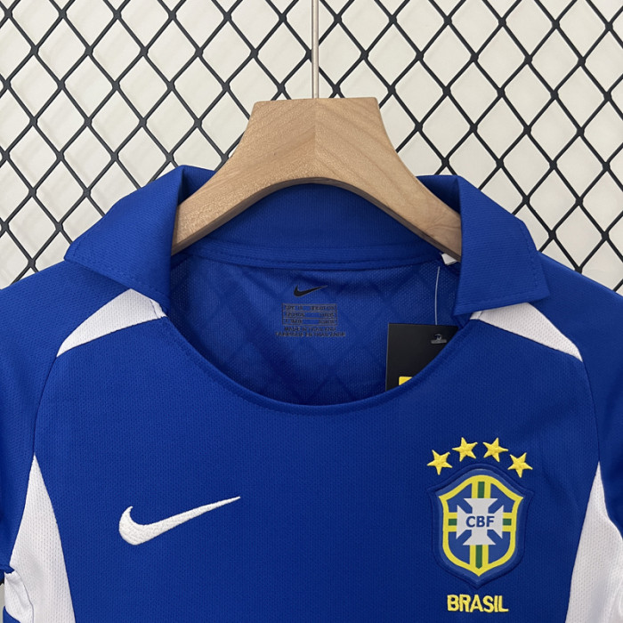 2002 Brazil Away Kids Retro Soccer Jersey