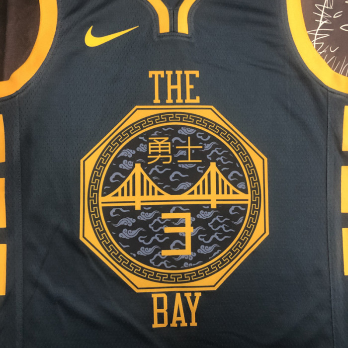 2018 WARRIORS POOL #3 Black Gray Top Quality Hot Pressing NBA Jersey