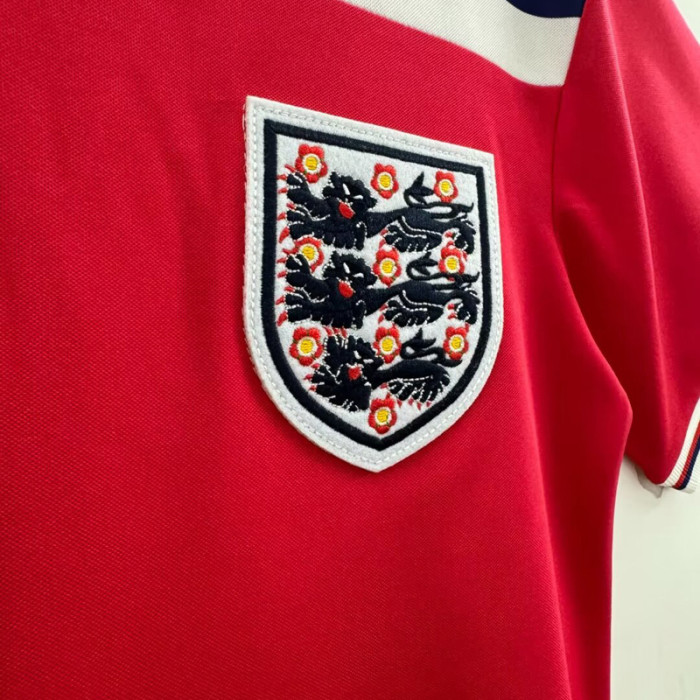 1980-1982 England Away Red Retro Soccer Jersey