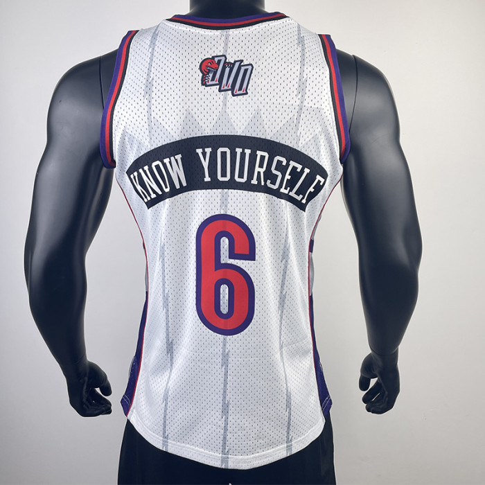 Raptors KNOW YOURSELF #6 White Retro Top Quality Hot Pressing NBA Jersey