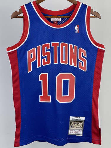 1988-89 OKC RODMAN #10 Blue Retro Top Quality Hot Pressing NBA Jersey