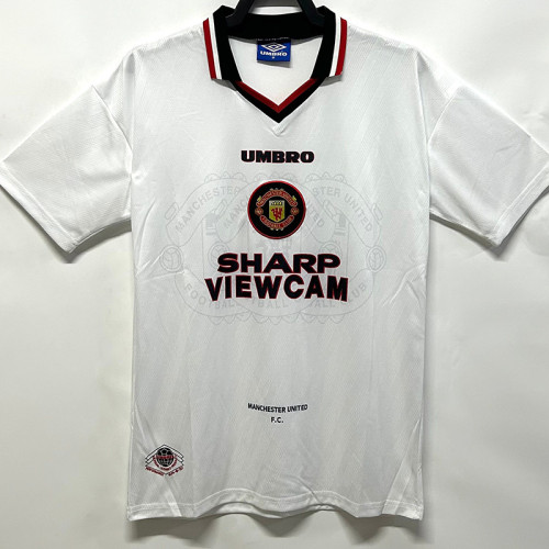 1996-1997 Man Utd Away White Retro Soccer Jersey