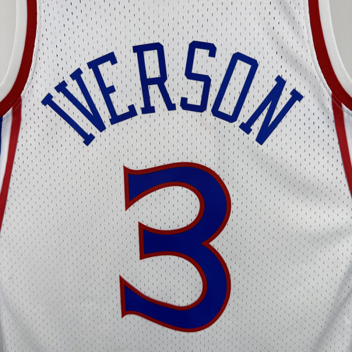 1996-97 76ERS IVERSON #3 White Retro Top Quality Hot Pressing NBA Jersey