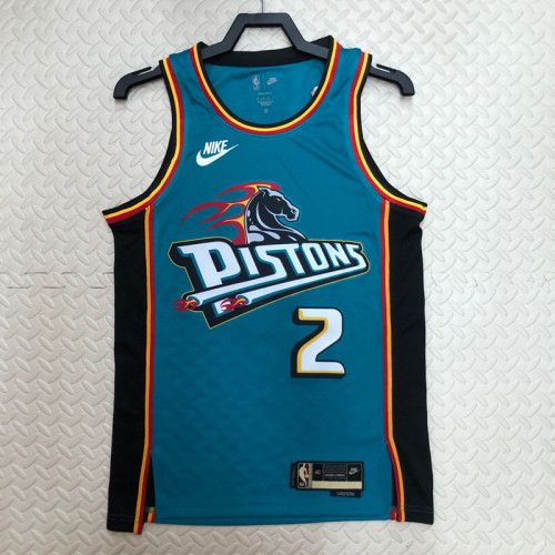 22-23 Pistons CUNNINGHAM #2 Blue Top Quality Hot Pressing NBA Jersey (Retro Logo)