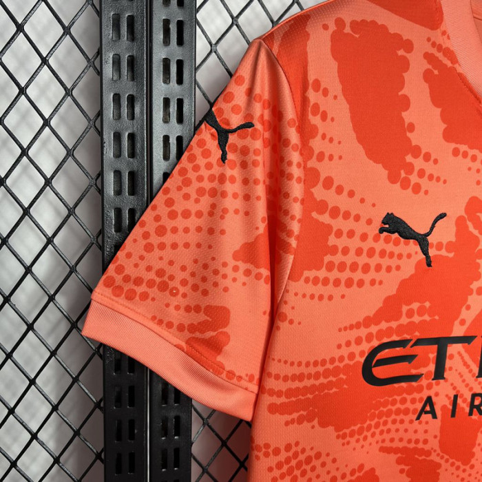24-25 Man City Red Orange Goalkeeper Fans Soccer Jersey