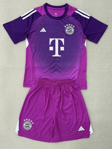 2025-26 Bayern Purple Goalkeeper Kids Soccer Jersey