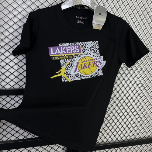 T132 Lakers Jordan Black High Quality Casual T-Shirt