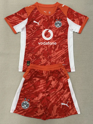 2025-26 Dortmund Orange Goalkeeper Kids Soccer Jersey