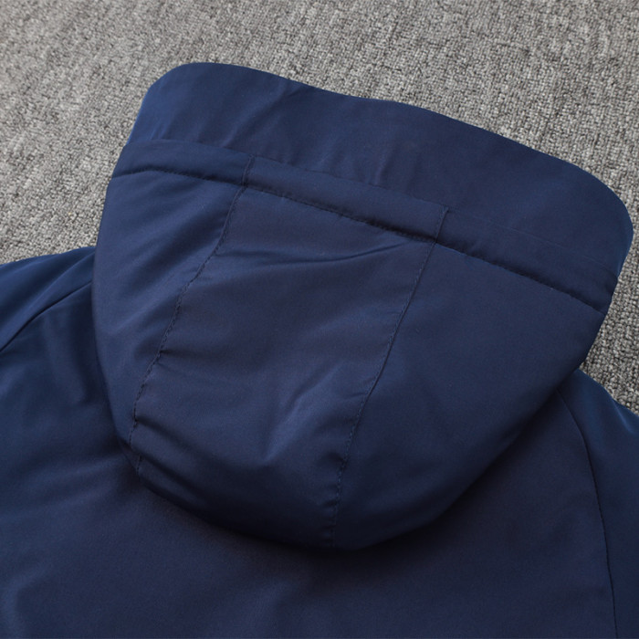 24-25 Argentina Royal Blue Hooded Windbreaker Fabric Cotton Coat #G184(蓝标)