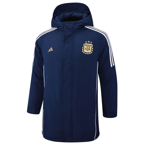 24-25 Argentina Royal Blue Hooded Windbreaker Fabric Cotton Coat #G185(金标)