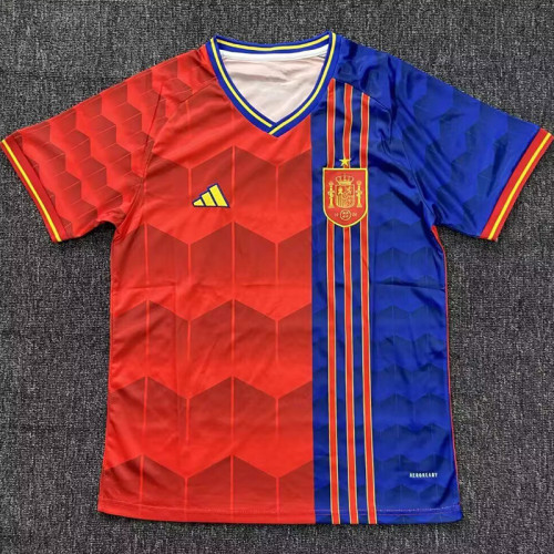 2025 Spain Red Blue Special Edition Fans Soccer Jersey