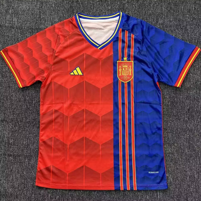2025 Spain Red Blue Special Edition Fans Soccer Jersey