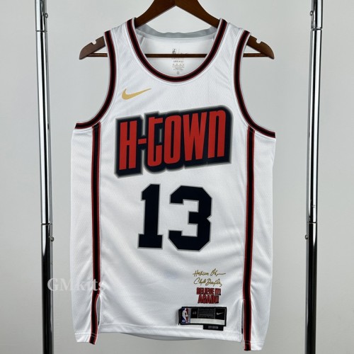 24-25 ROCKETS HARDEN #13 White City Edition Top Quality Hot Pressing NBA Jersey