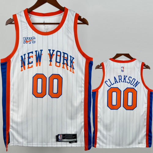 2024-25 KNICKS CLARKSON #00 White City Edition TopQuality Hot Pressing NBA Jersey