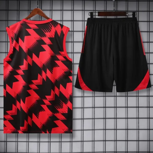 2025-26 Man Utd Red black Tank top and shorts suit