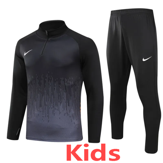 2024 NK Black Kids Half Pull Tracksuit (童装)(半拉链)