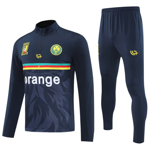 2025-26 Cameroon Royal blue Half Pull Tracksuit(半拉链）