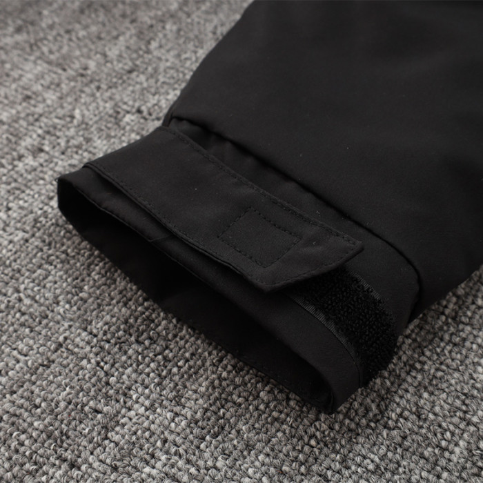 24-25 Black Hooded Windbreaker Fabric Cotton Coat #G229光板