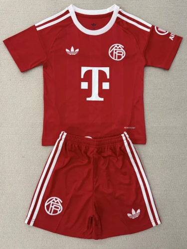 2025-26 Bayern Red Goalkeeper Kids Soccer Jersey