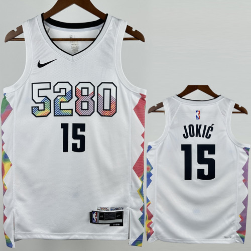 24-25 Nuggets JOKIC #15 White City Edition Top Quality Hot Pressing NBA Jersey
