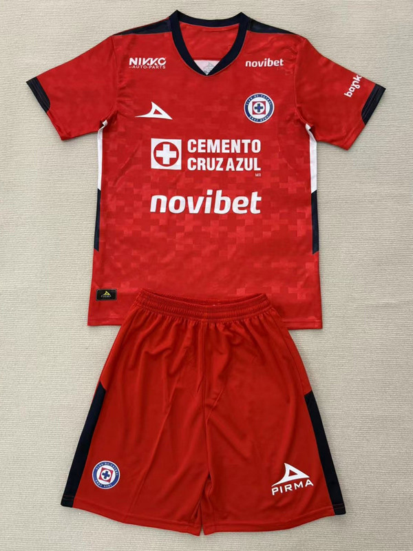 25-26 Cruz Azul Red GoalKeeper Kids Soccer Jersey