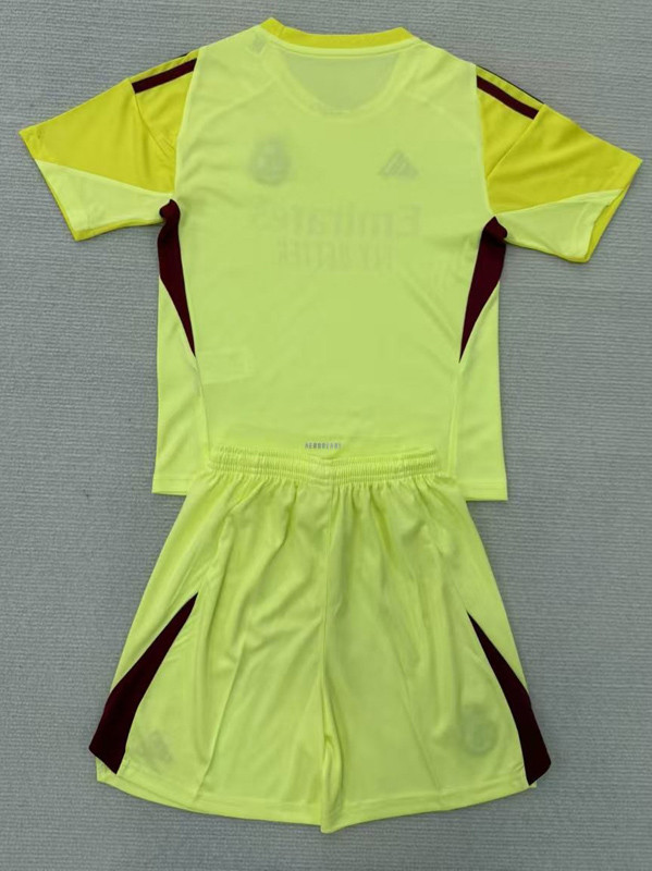 25-26 RMA Light Yellow GoalKeeper Kids Soccer Jersey