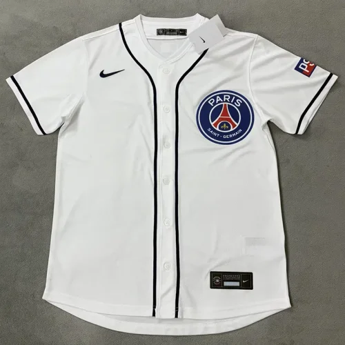 25-26 PSG White Casual Edition Baseball Jersey
