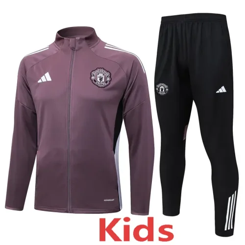 2025-26 Man Utd Grey purple Kids Jacket Tracksuit#E2581(童装)