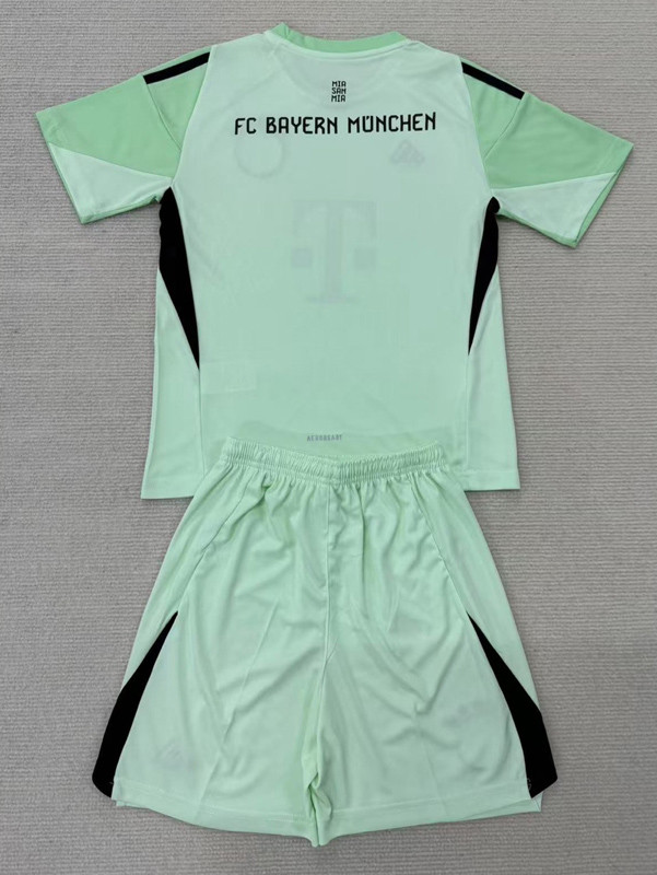 25-26 Bayern Green Goalkeeper Kids Soccer Jersey