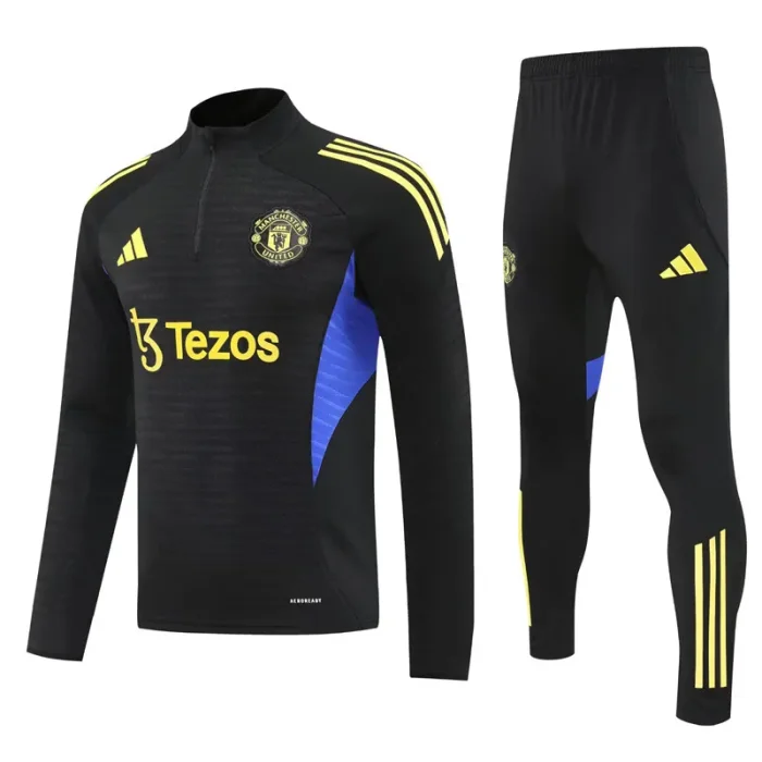 2025-26 Man Utd Black Half Pull Tracksuit (半拉链）