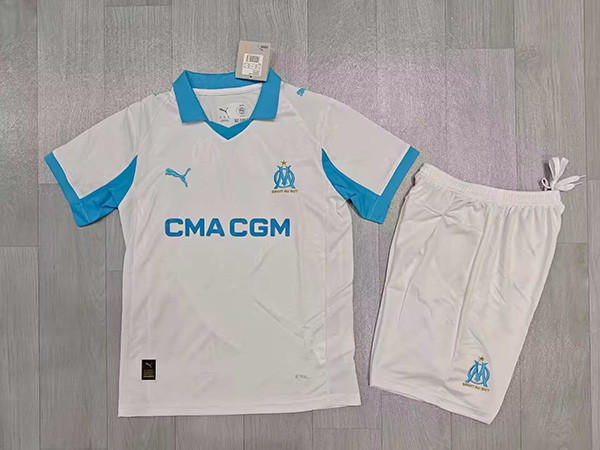 25-26 Marseille Home Kids Soccer Jersey