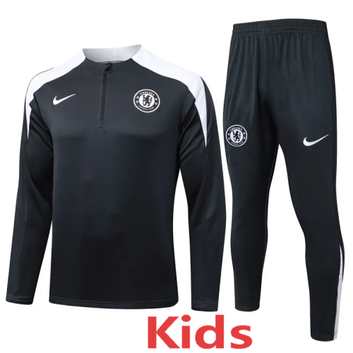 25-26 CHE Dark gray Kids Half Pull Tracksuit #E25135(童装)(半拉链)
