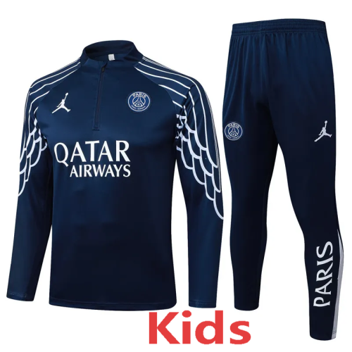 25-26 PSG Jordan Royal blue Kids Half Pull Tracksuit #E25154(童装)(半拉链)