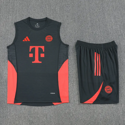 2025-26 Bayern Dark gray Tank top and shorts suit
