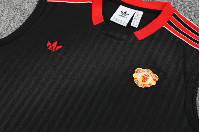 2025-26 Manchester United black vest and shorts kit