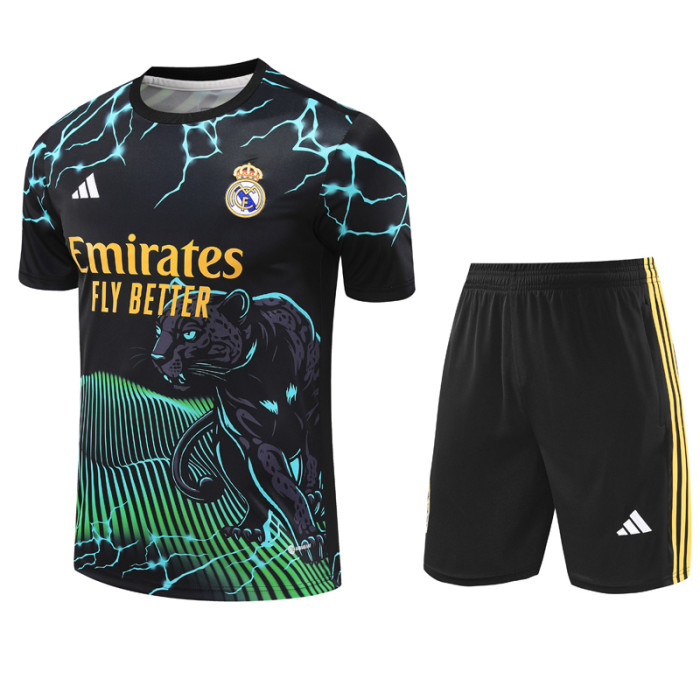 24-25 RMA Black green Training Short Suit #豹