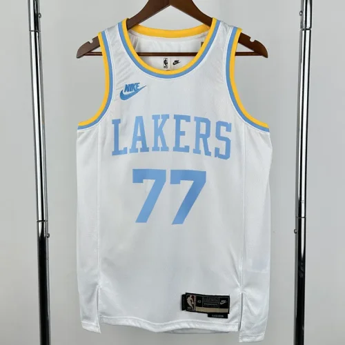 2022-23 Lakers DONCIC #77 White Retro Top Quality Hot Pressing NBA Jersey